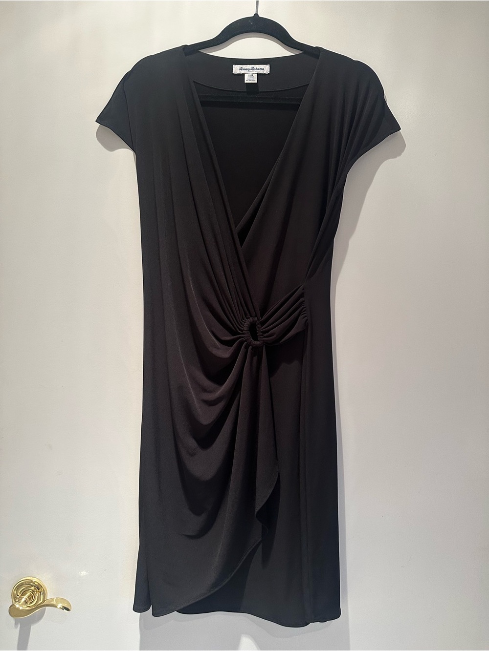 Tommy Bahama Black Midi Dress with Knotted Draping